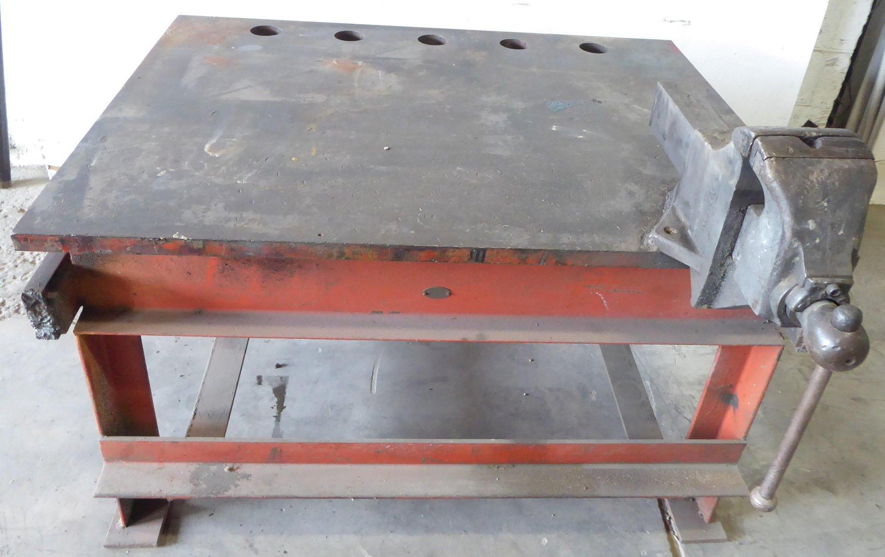 Heavy Duty Steel Welding Table, 38" x 50" Top, w/Parker Vise